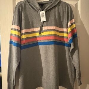 Torrid Gray Hoodie with Colorful Stripes